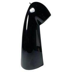 Vintage Gloss Black Abstract Figural Ceramic Table / Desk Lamp