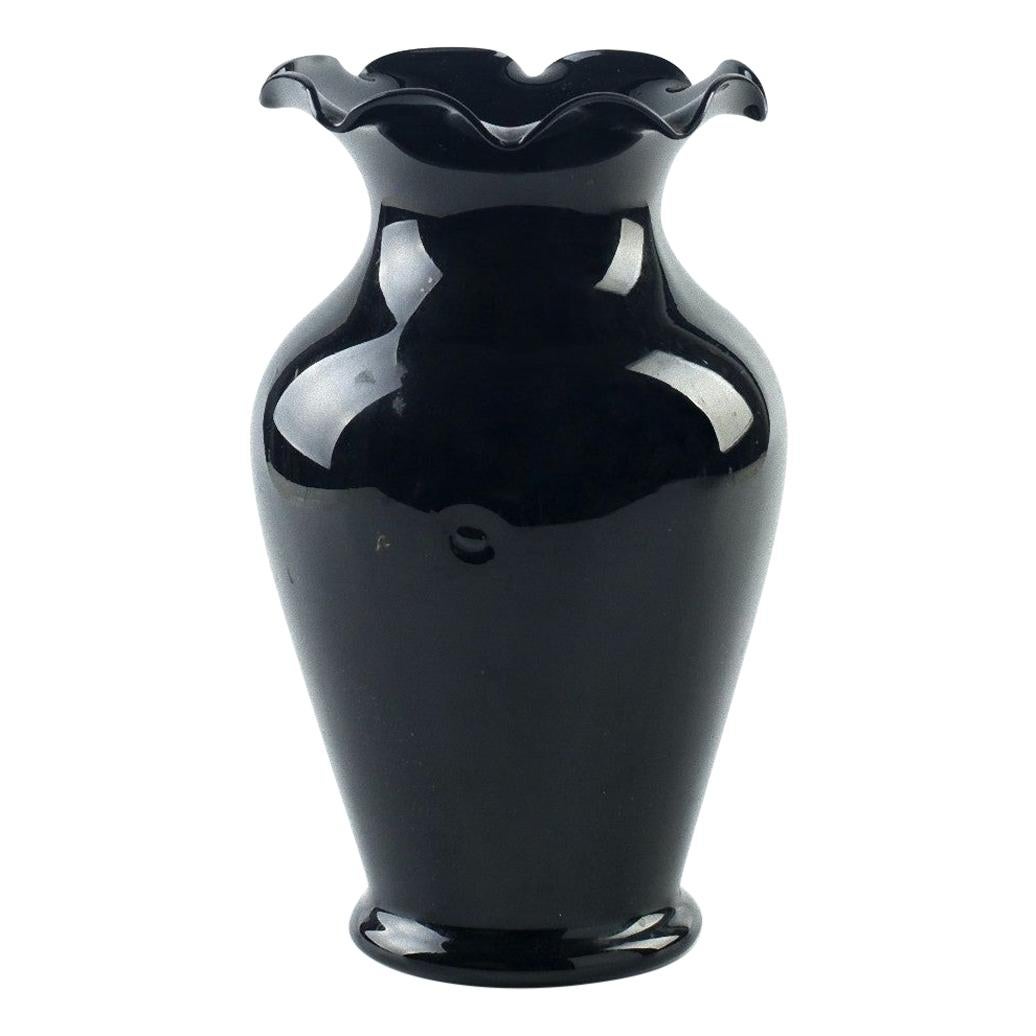 Vintage Glossy Black Vase
