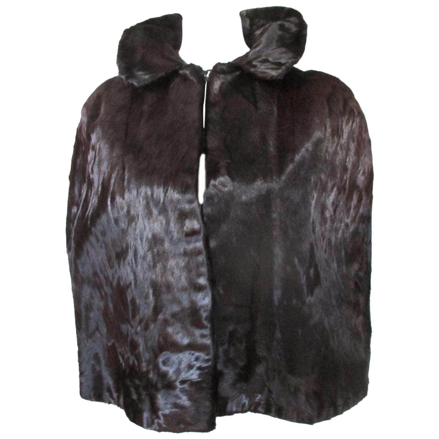 Vintage Glossy Pony Fur Cape For Sale