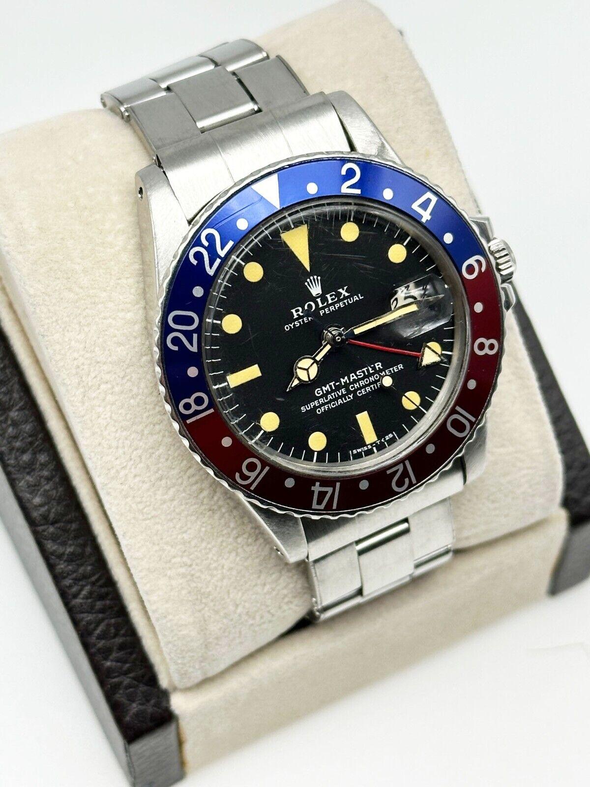 Boîte en acier inoxydable rouge et bleu GMT Master 1675, 1972 Excellent état - En vente à San Diego, CA