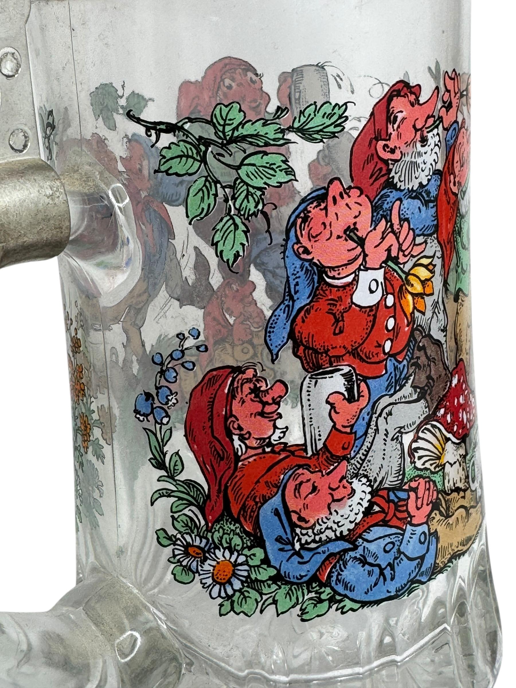 Vintage Gnome Head Lidded Glass Character Beer Stein Germany, 1970s en vente 7