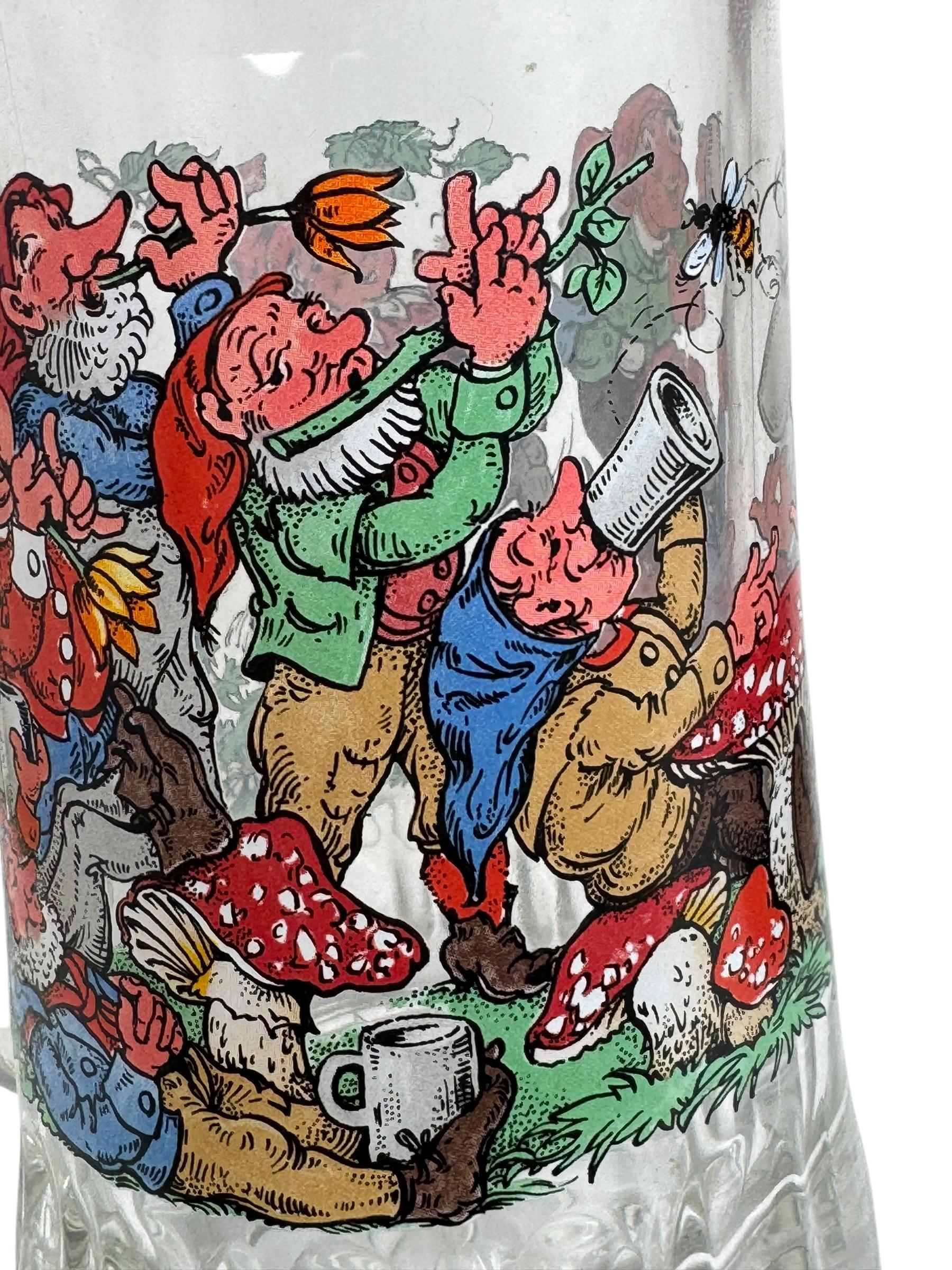 Vintage Gnome Head Lidded Glass Character Beer Stein Germany, 1970s en vente 8