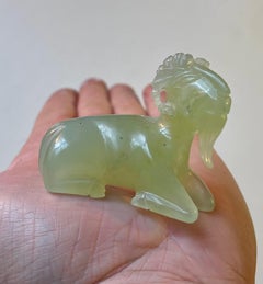 Vintage Goat Figurine in Jade Stone - The Devils Pet