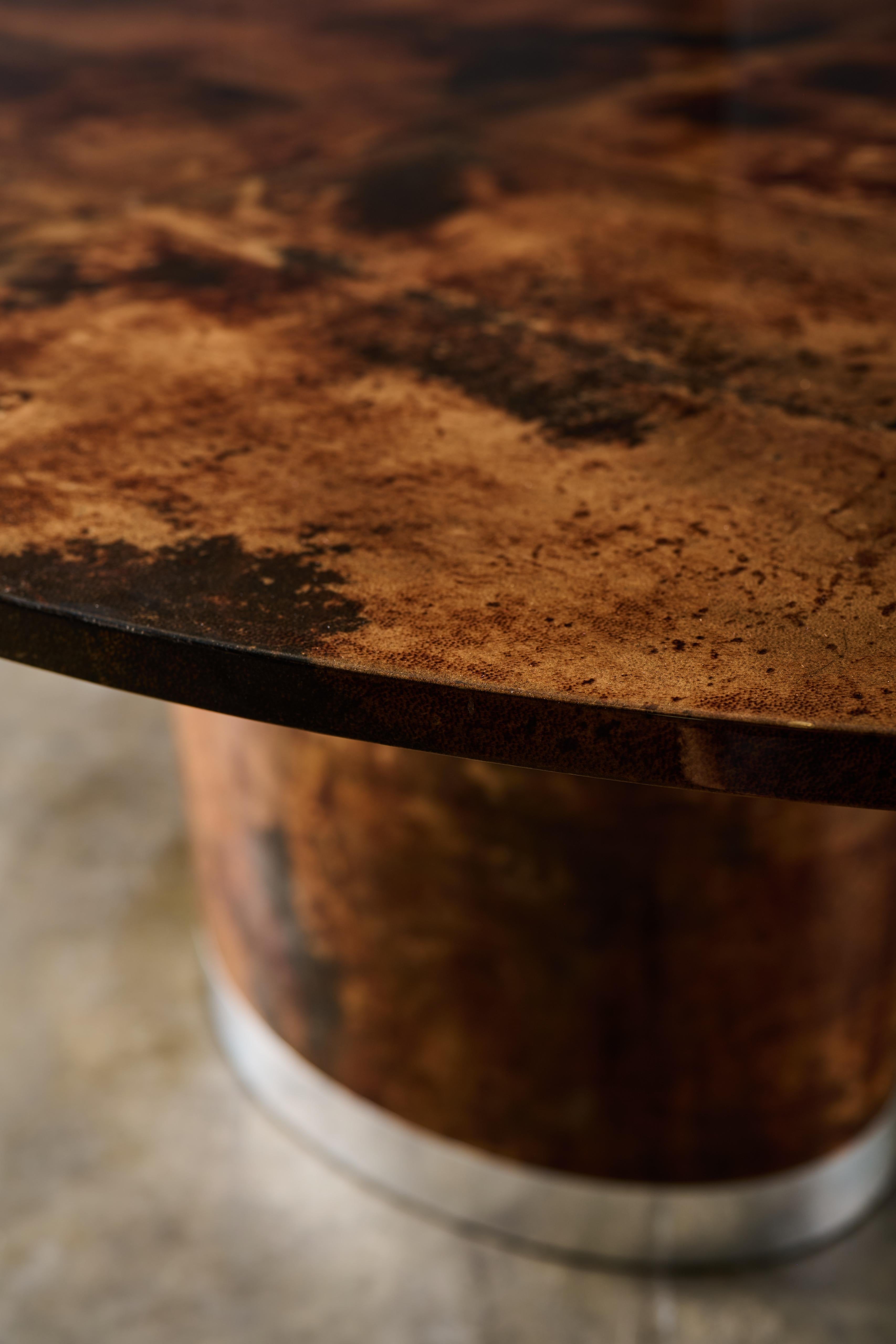 20th Century Vintage Goatskin Oval Dining Table For Sale