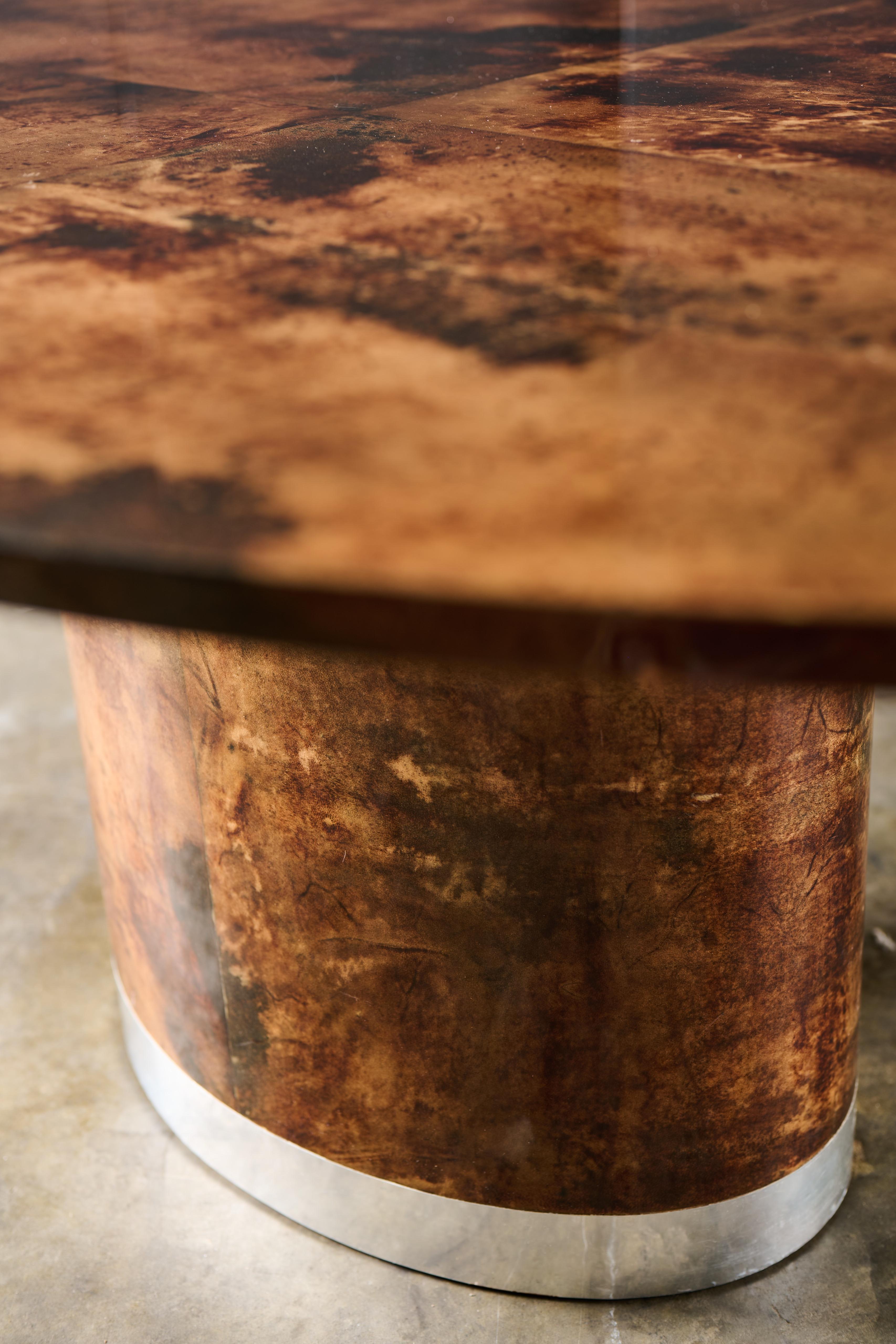 Vintage Goatskin Oval Dining Table For Sale 1