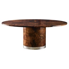 Vintage Goatskin Oval Dining Table