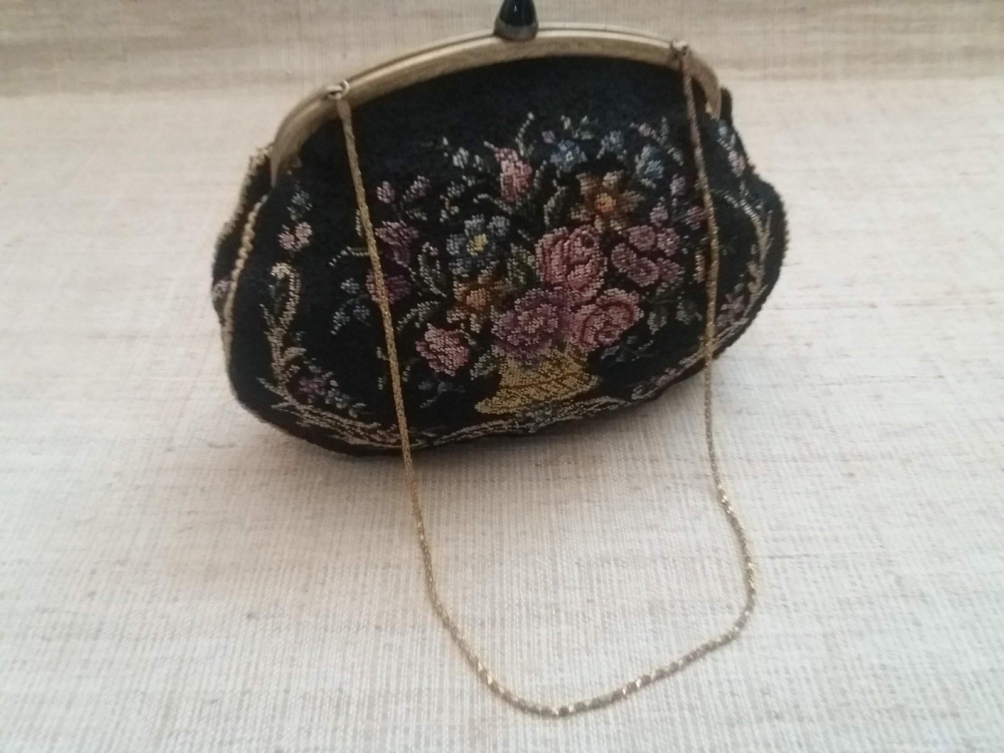 Vintage Gobelin clutch handbag, circa 1930.