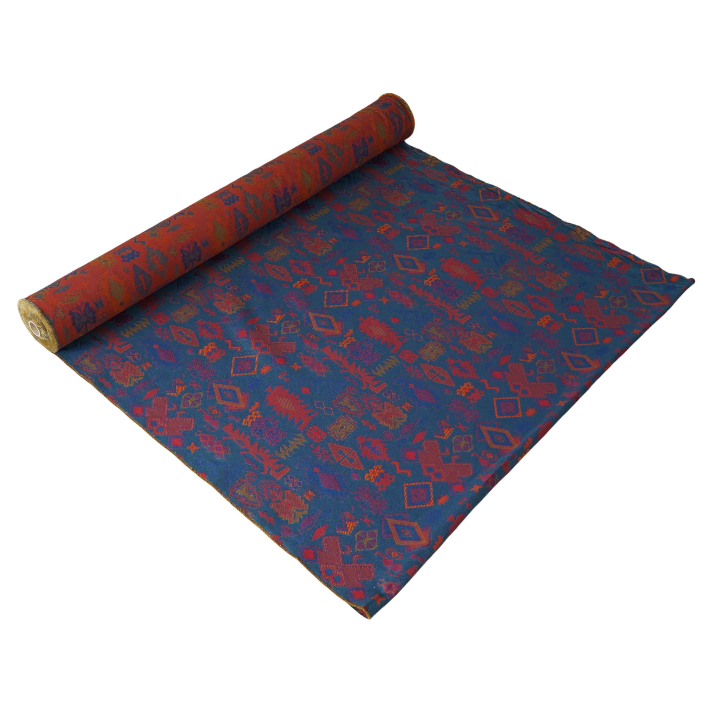 Tissu de rembourrage Gobelin vintage de différentes couleurs bleues et rouges, fin du 20e siècle