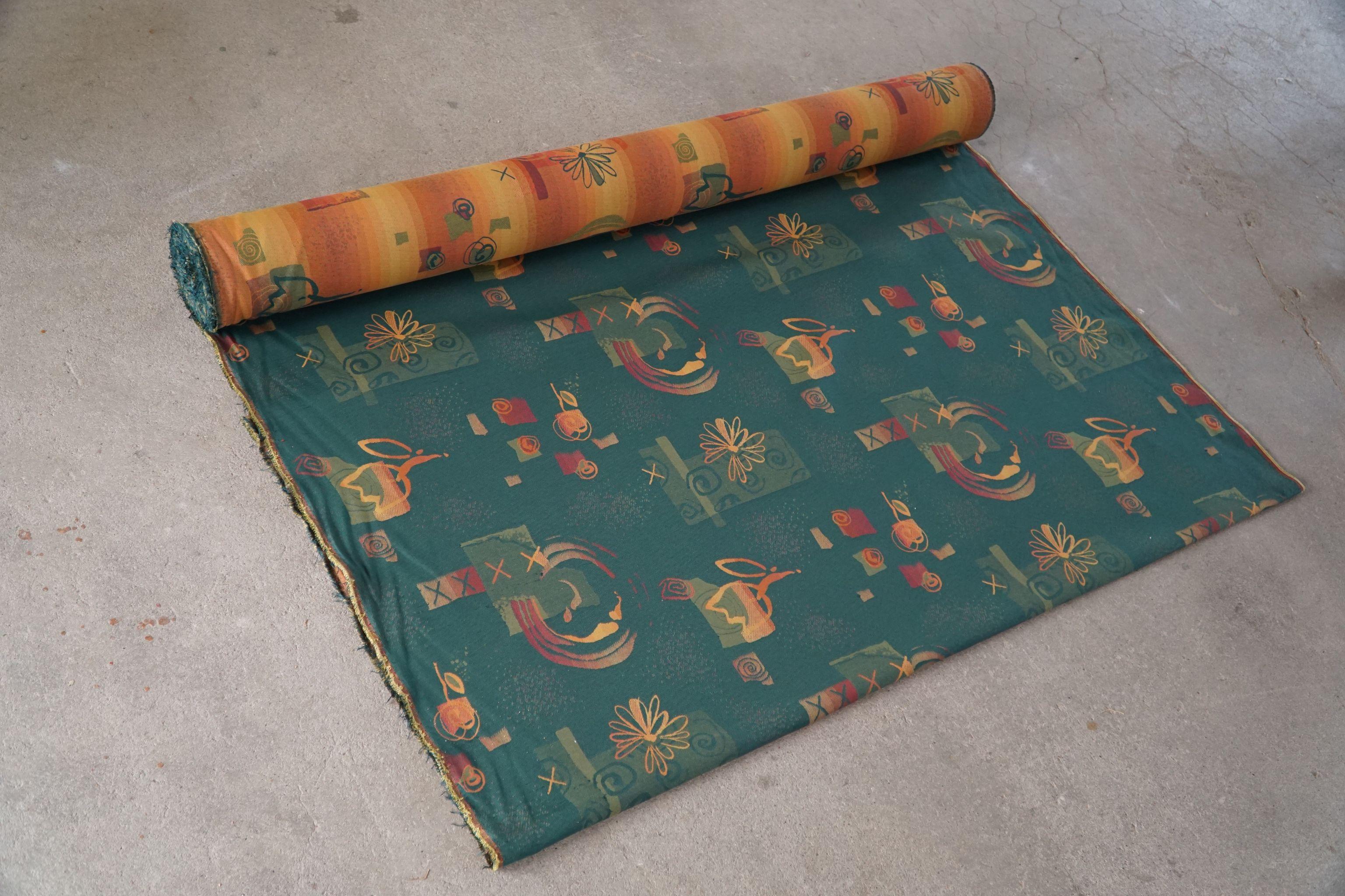 Vintage Gobelin Upholstery Fabric in Various Green & Orange Colors, Late 20th C For Sale 6