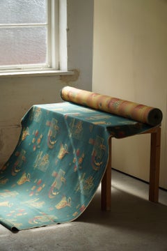 Vintage Gobelin Upholstery Fabric in Various Green & Orange Colors, Late 20th C