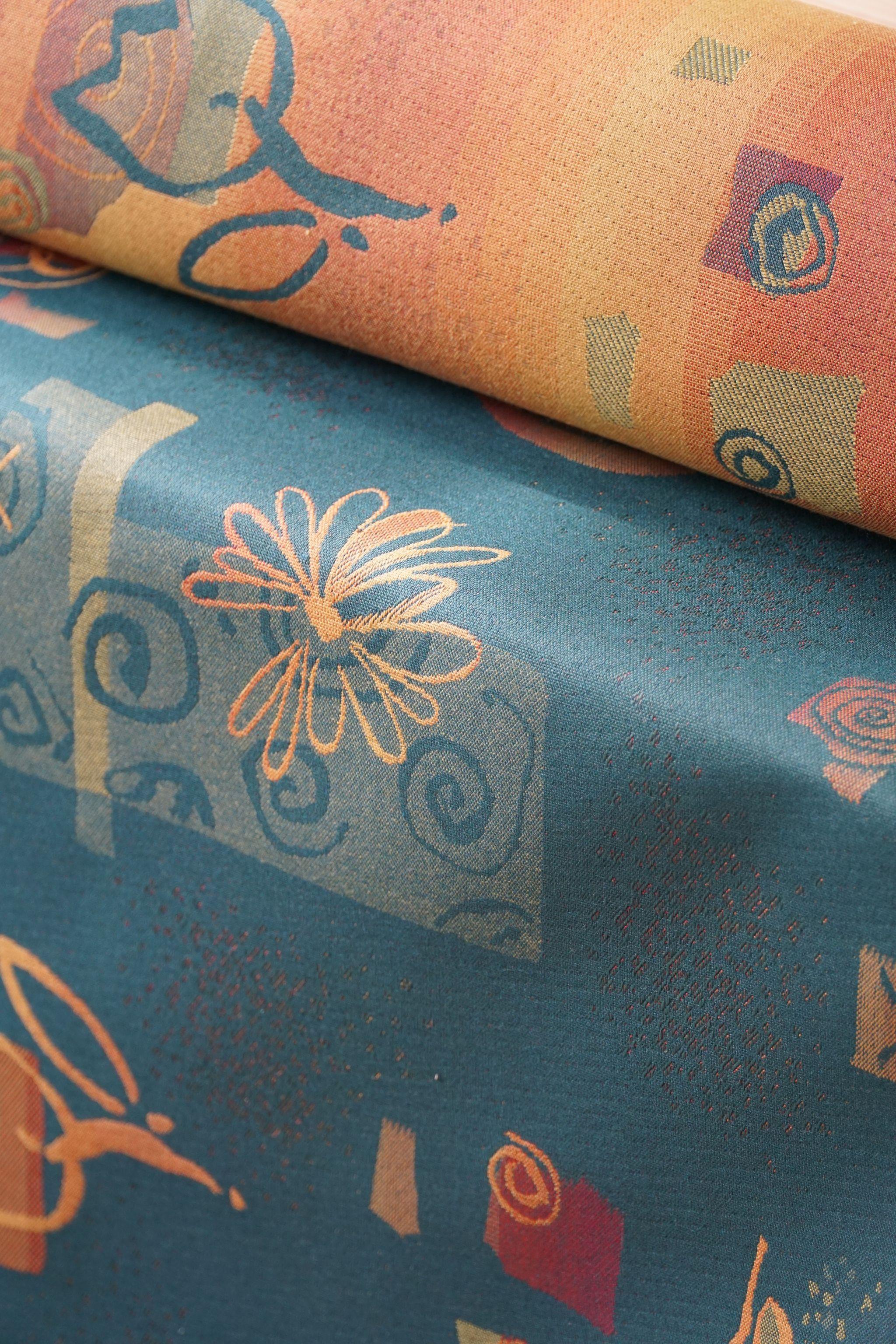 20th Century Vintage Gobelin Upholstery Fabric in Various Green & Orange Colors, Late 20th C For Sale