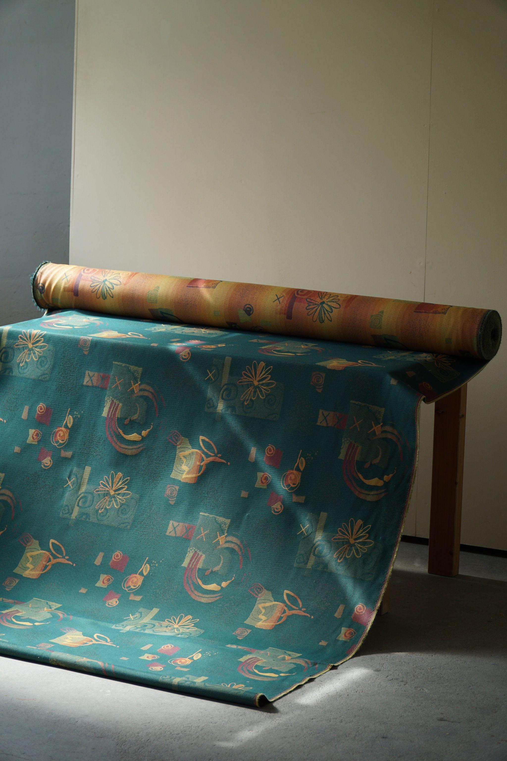 Vintage Gobelin Upholstery Fabric in Various Green & Orange Colors, Late 20th C For Sale 2