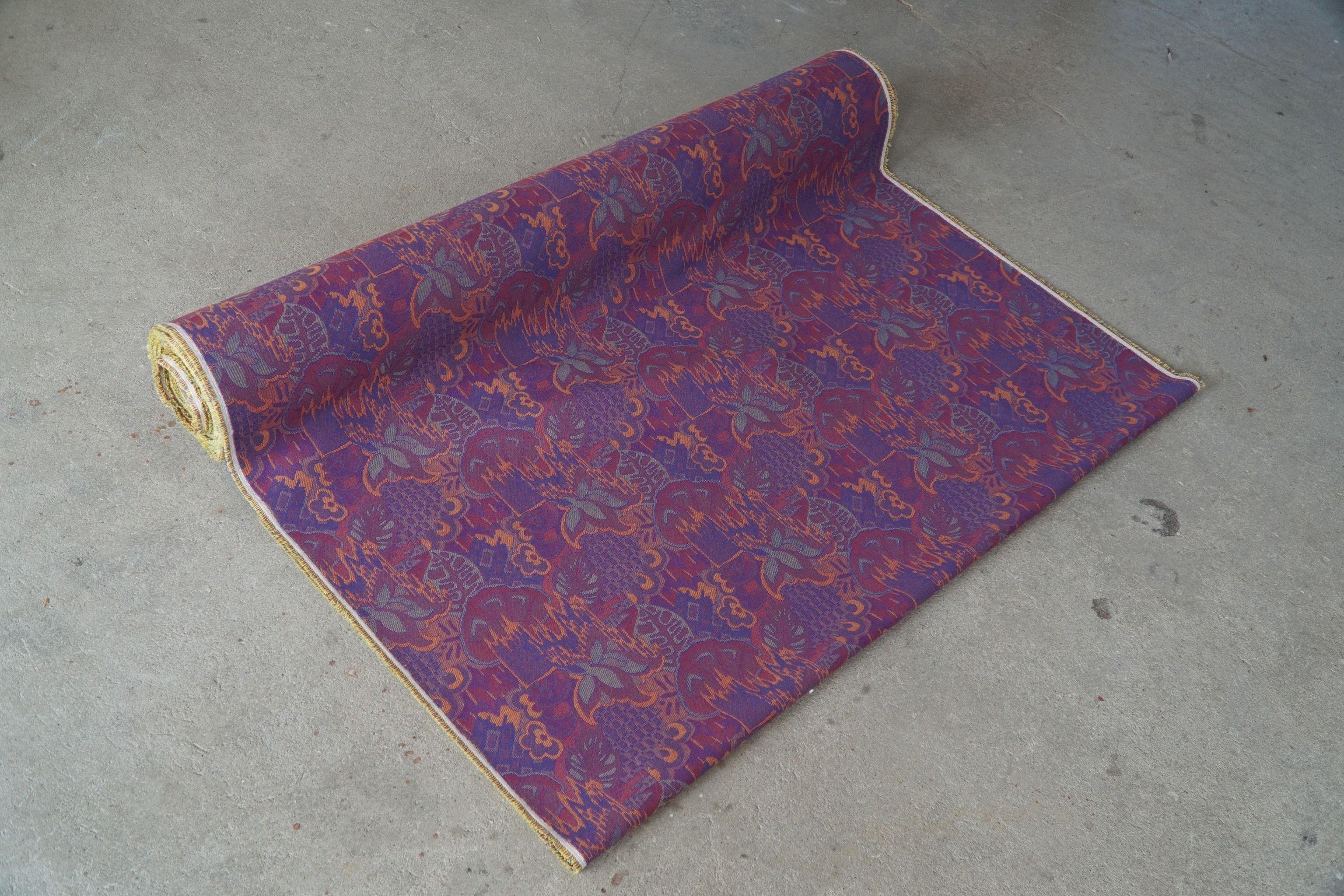 Vintage Gobelin Upholstery Fabric in Various Purple & Orange Colors, Late 20th C For Sale 3