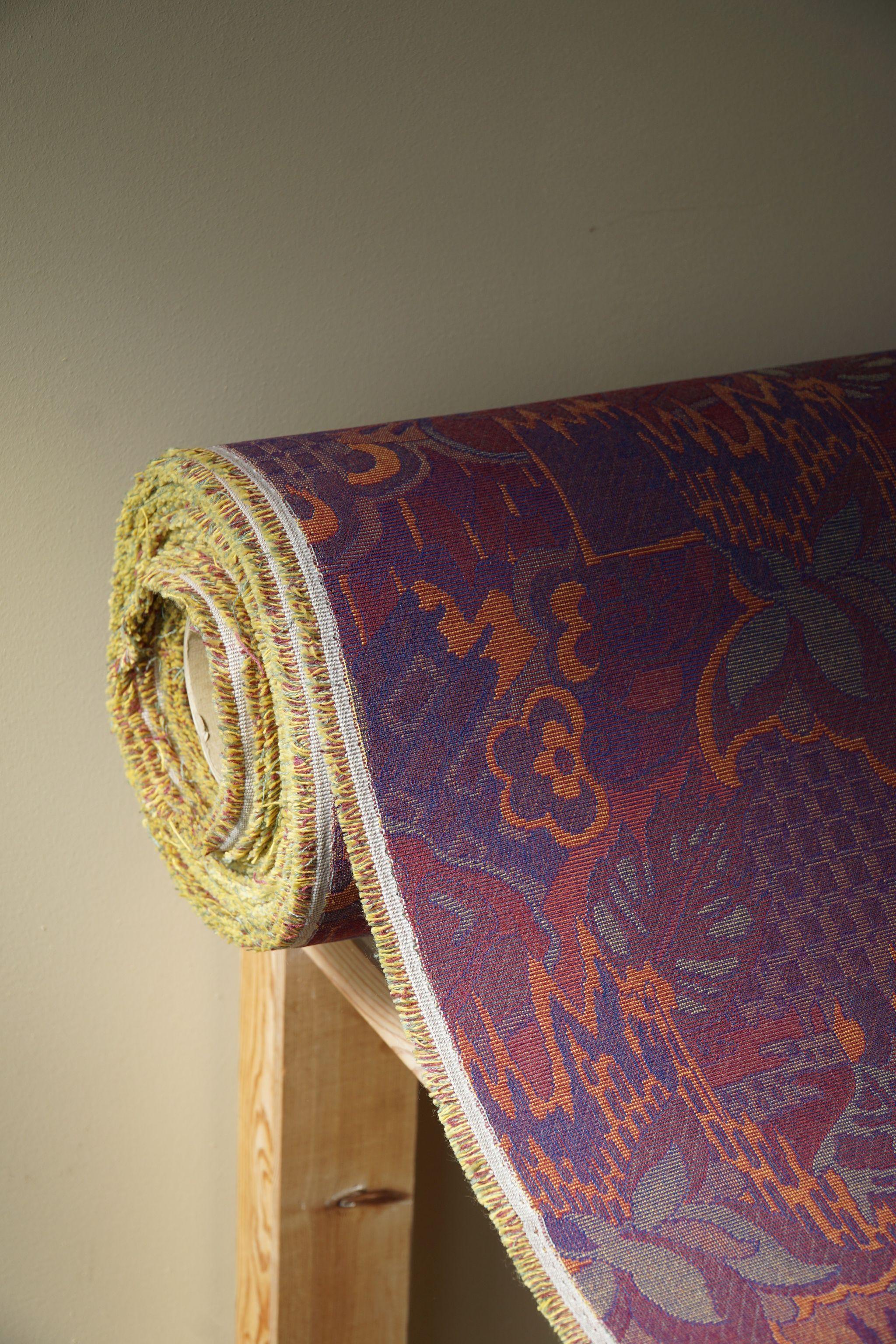 Vintage Gobelin Upholstery Fabric in Various Purple & Orange Colors, Late 20th C For Sale 4