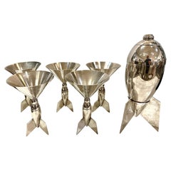 Retro Godinger (SIGNED) Rocket Ship Martini Set