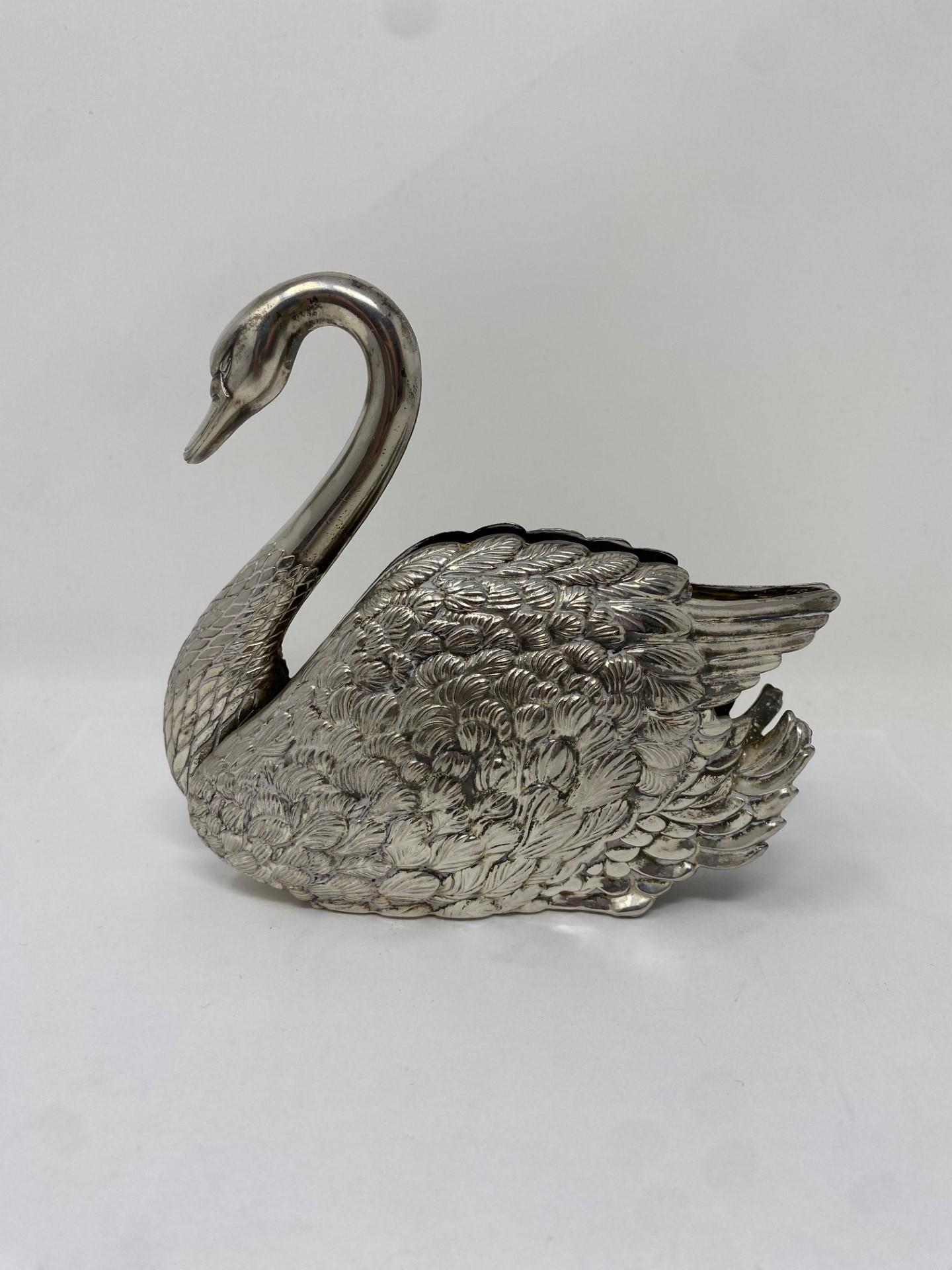 Colonial Revival Vintage Godinger Silver Plated Swan Letter Holder Made in Italy For Sale
