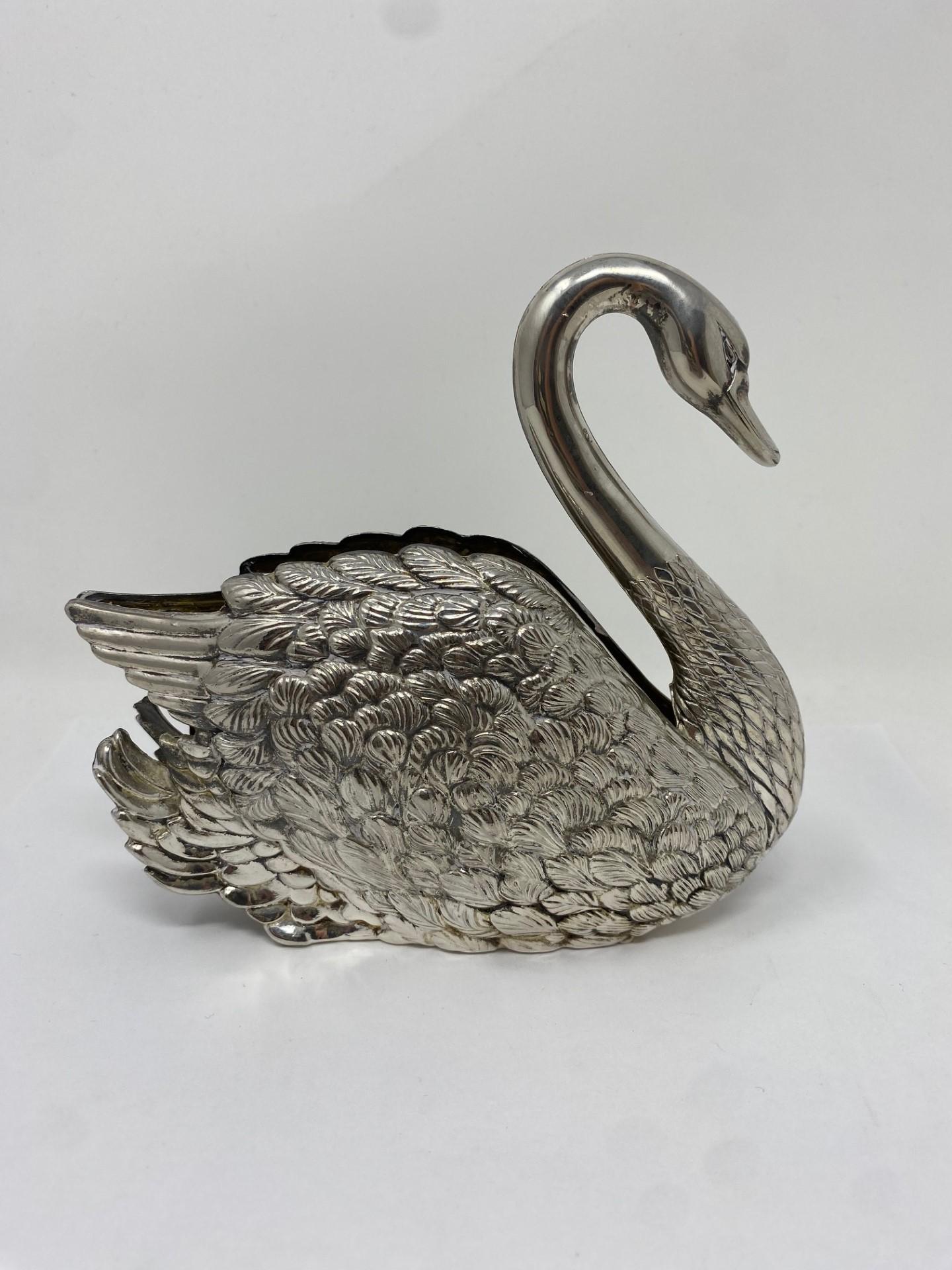 Italian Vintage Godinger Silver Plated Swan Letter Holder Made in Italy For Sale