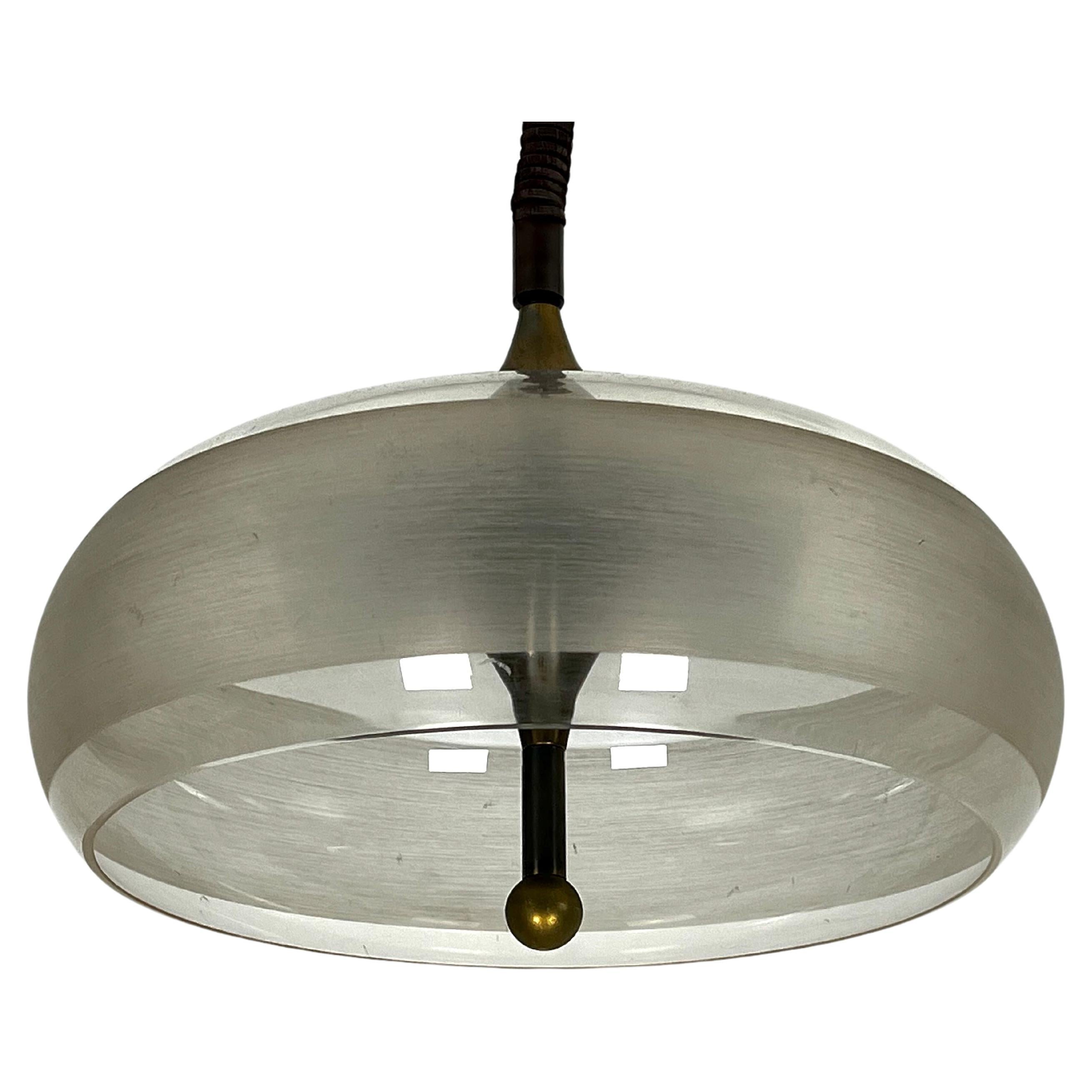 Vintage Goffredo Reggiani Brass and Acrylic chandelier. Italy 1960s 