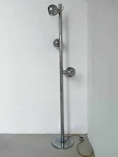 Vintage Goffredo Reggiani floor lamp in chromed metal, Italian Space Age, 1960s
