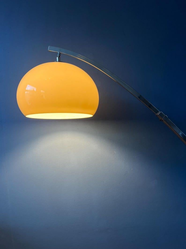 Vintage Goffredo Reggiani Space Age Arc Floor Lamp with Mushroom Shade, 1970s In Excellent Condition In ROTTERDAM, ZH