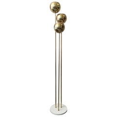 Vintage Gofreddo Reggiani Brass Floor Lamp 3 Balls Italy, circa 1970s