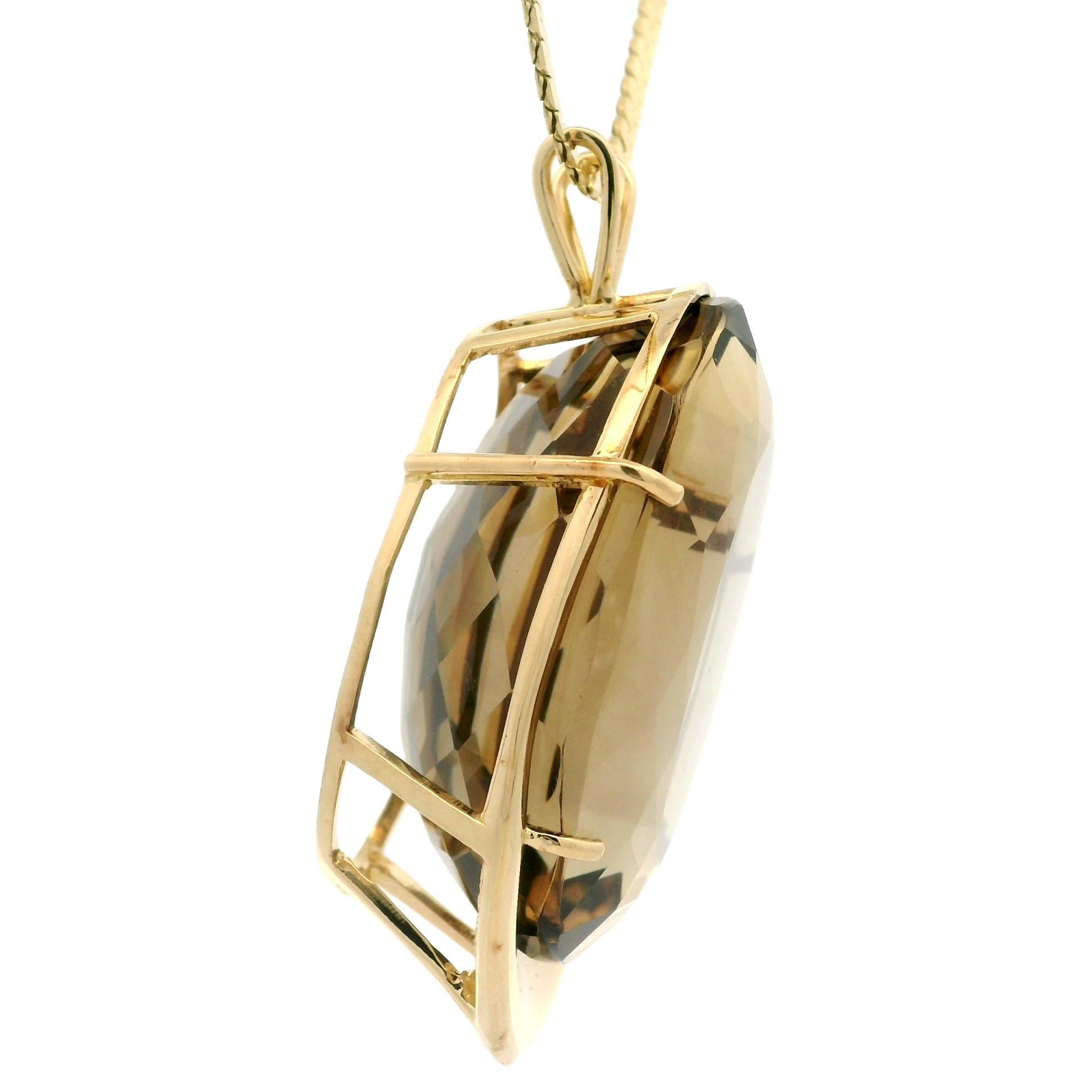 Vintage Gold 109.8ct Large Smoky Quartz Abstract Pendant 18