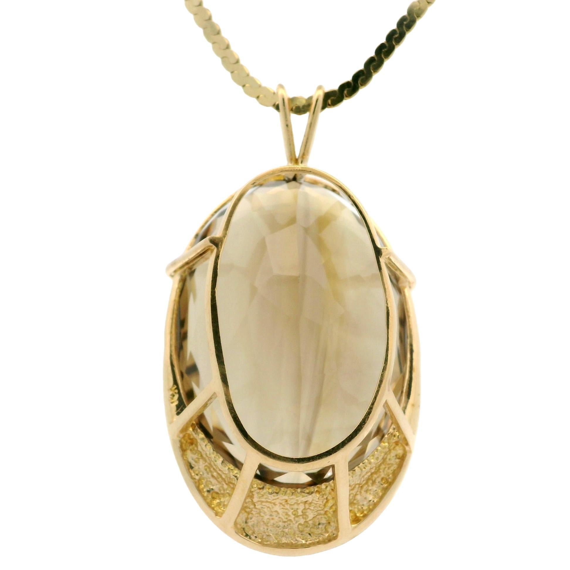 Women's Vintage Gold 109.8ct Large Smoky Quartz Abstract Pendant 18