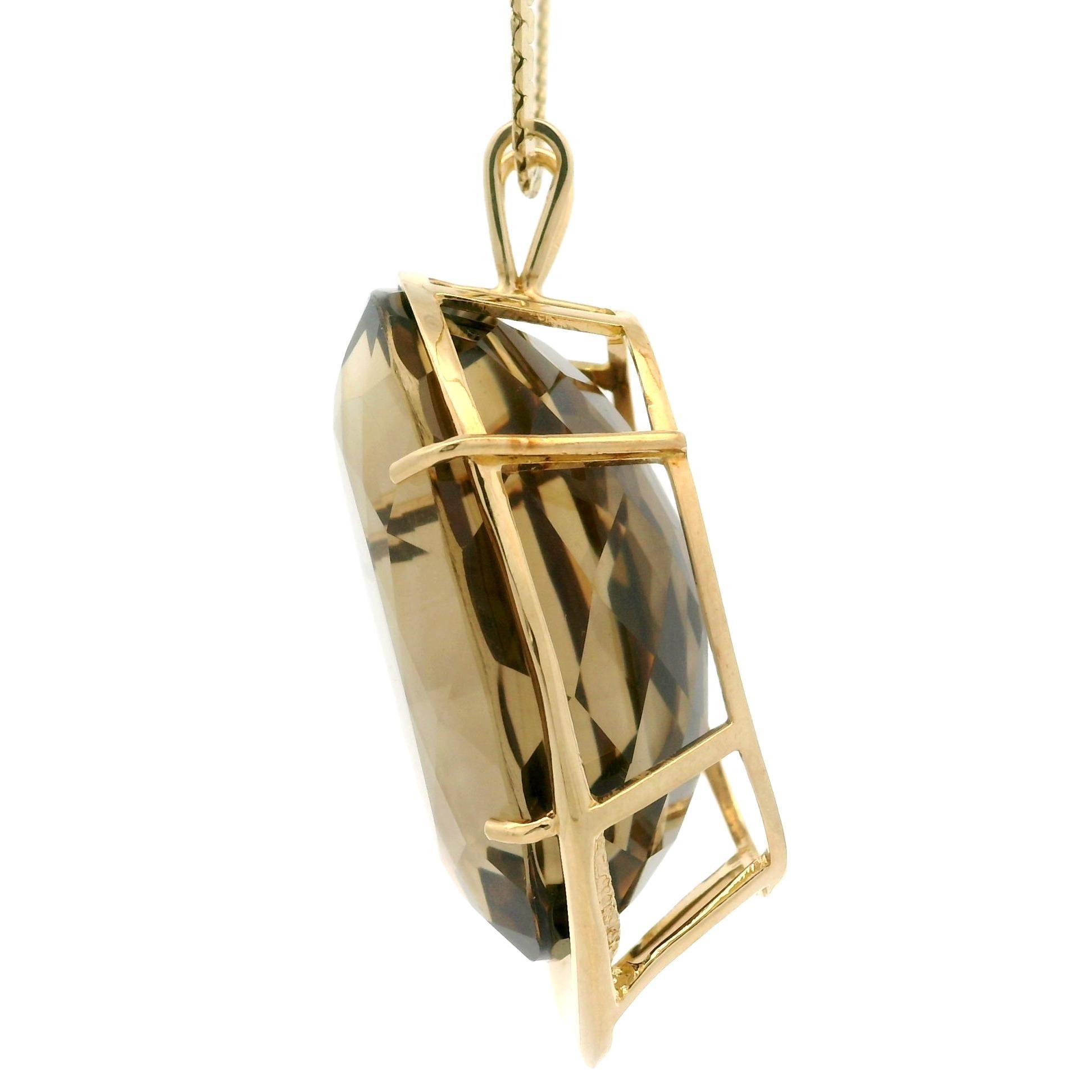 Vintage Gold 109.8ct Large Smoky Quartz Abstract Pendant 18