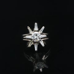 Vintage Gold 1.3ctw Diamond Spray Enhancer Insert Engagement Wedding Ring Set