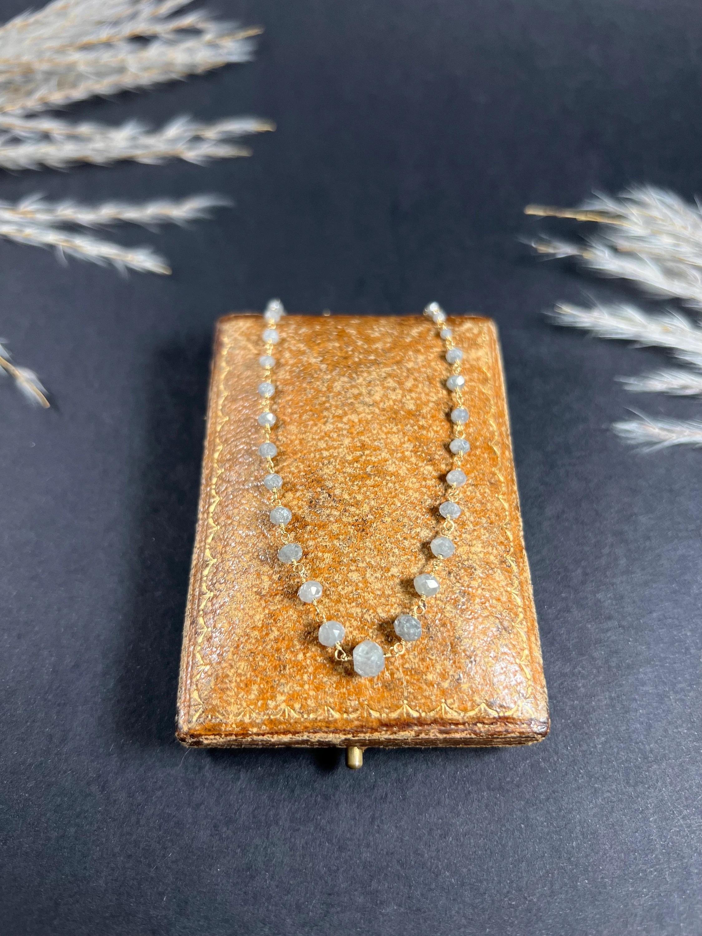 Vintage Diamond Necklace

14ct Carat Gold 

Circa 1990s

This exquisite vintage diamond necklace is a true treasure. Crafted with high-carat gold, the chain is adorned with graduated, faceted salt and pepper natural diamonds that shimmer and sparkle