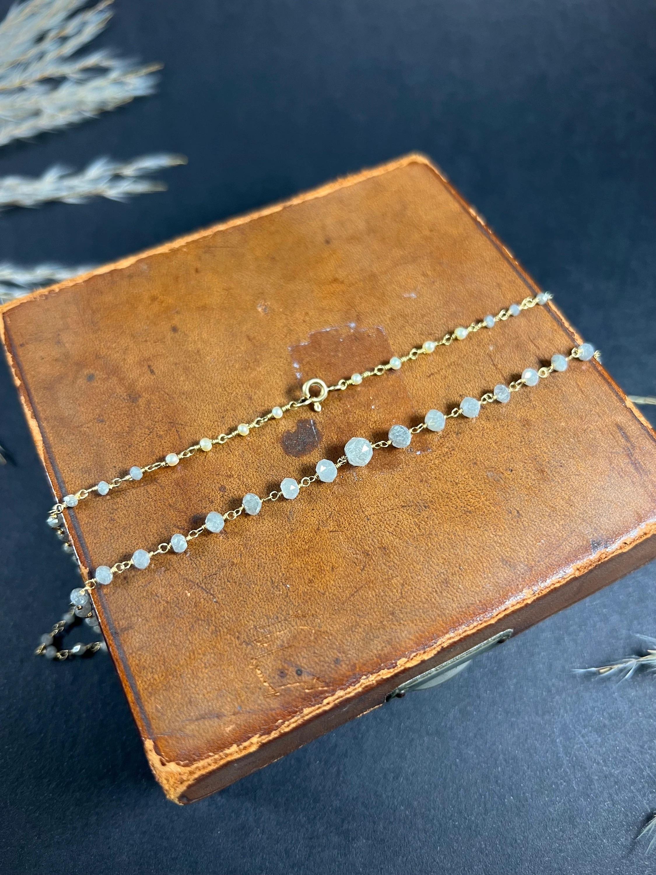 Vintage Gold, 1990s Graduated Salt & Pepper Faceted Diamond Necklace In Good Condition For Sale In Brighton, GB