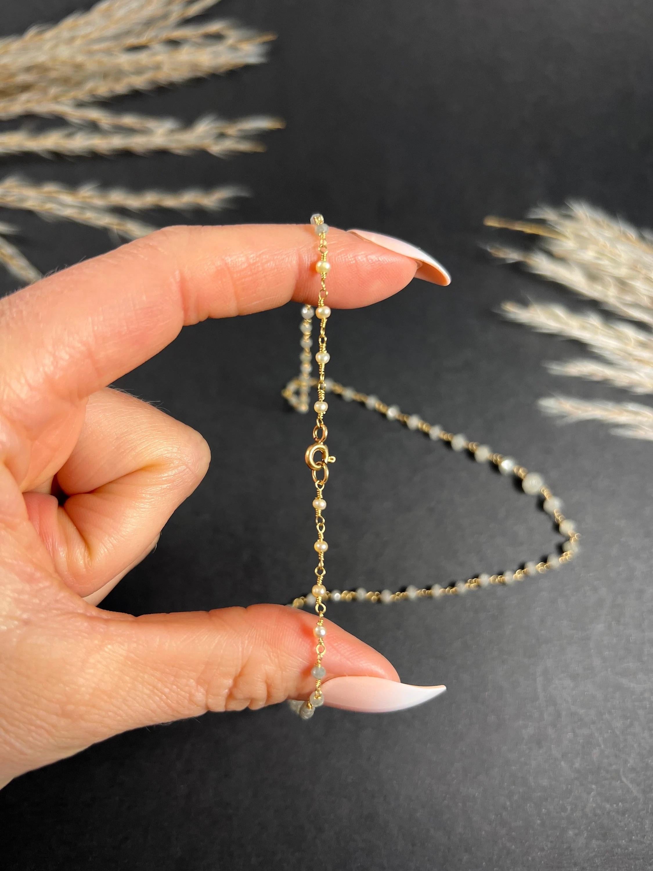 Vintage Gold, 1990s Graduated Salt & Pepper Faceted Diamond Necklace For Sale 3