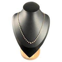 Collier en or vintage des années 1990 avec diamants à facettes sel et poivre gradués