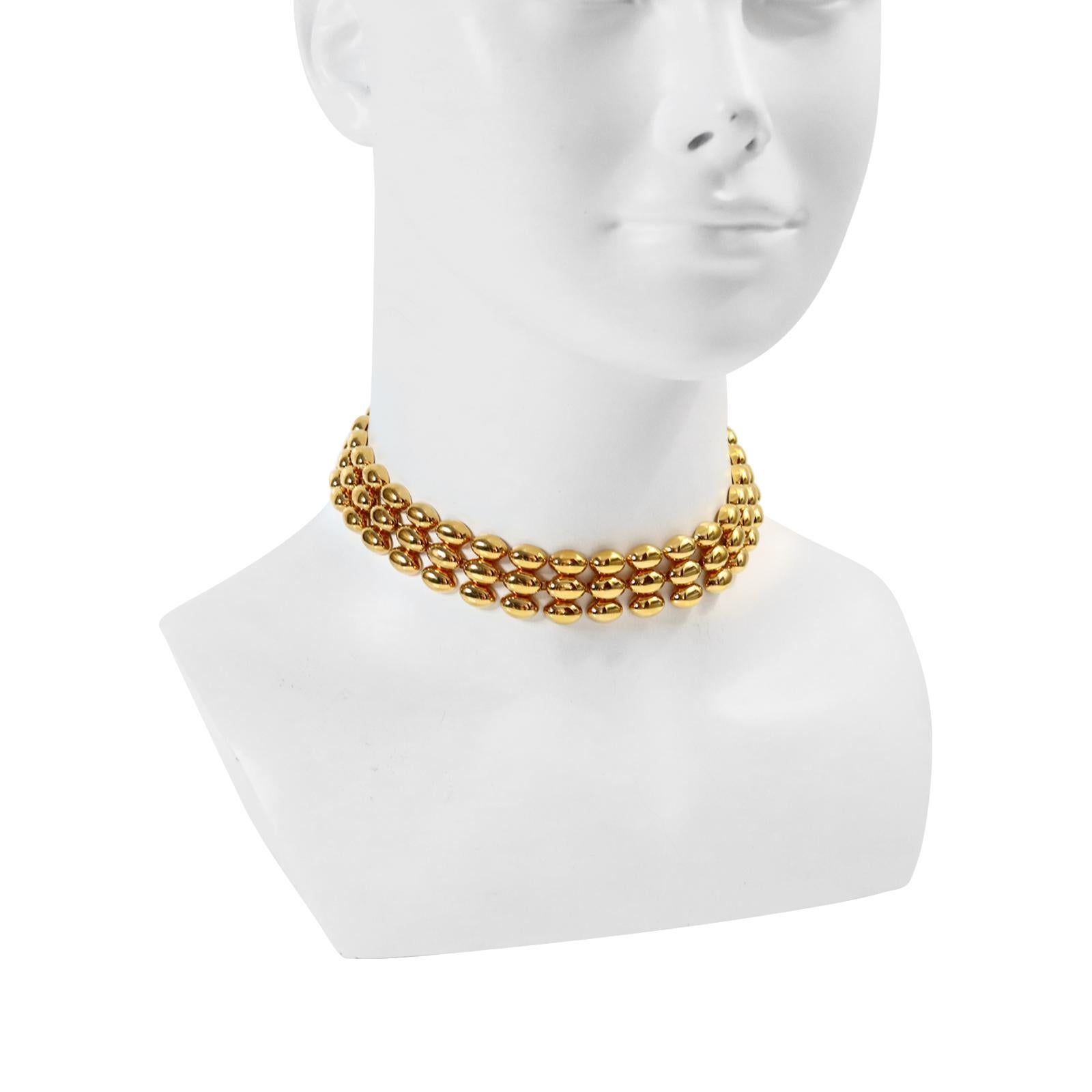 Byzantine Vintage Gold 3 Row Connected Choker Circa 1990s