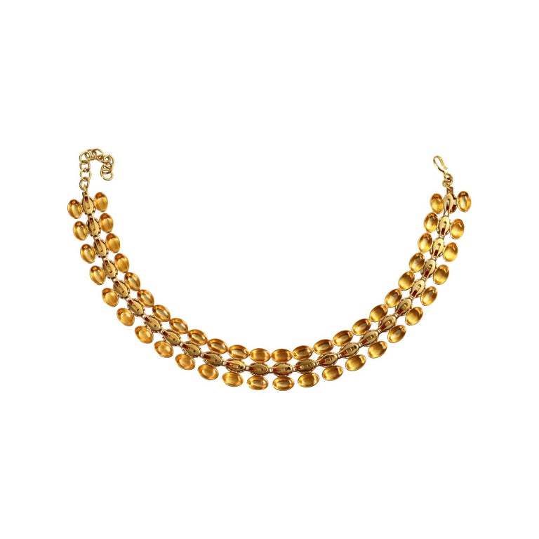 Vintage Gold 3 Row Connected Choker Circa 1990s For Sale 1