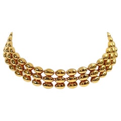 3-reihiger Vintage-Choker aus Gold, ca. 1990er Jahre