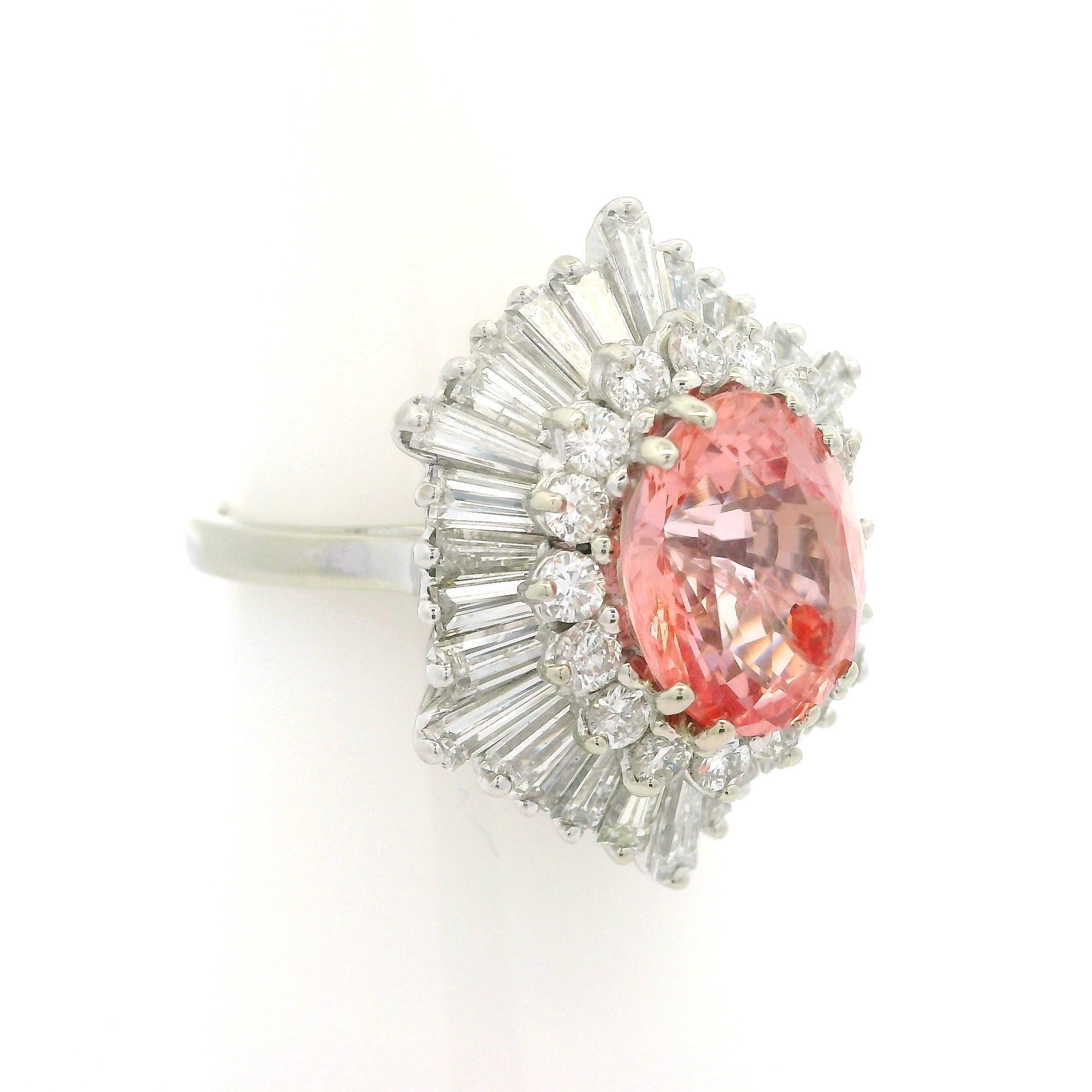 Donna Anello Ballerina in oro vintage AGL 7,61ctw No Heat Padparadscha Zaffiro Diamante in vendita