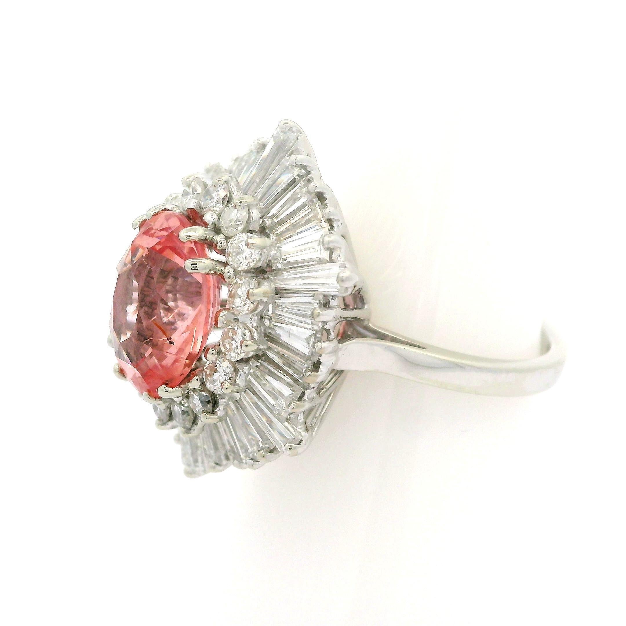 Anello Ballerina in oro vintage AGL 7,61ctw No Heat Padparadscha Zaffiro Diamante in vendita 2