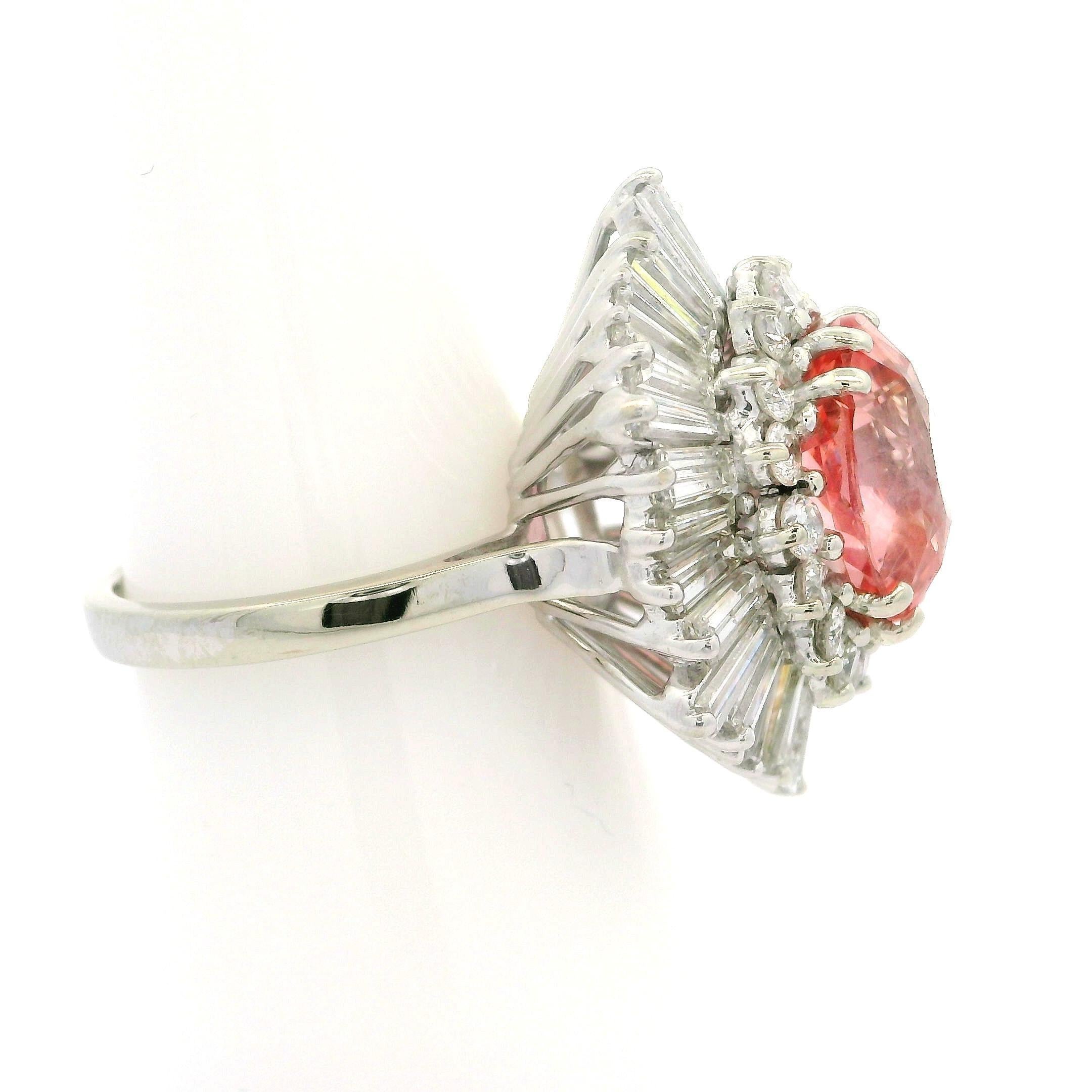 Anello Ballerina in oro vintage AGL 7,61ctw No Heat Padparadscha Zaffiro Diamante in vendita 3