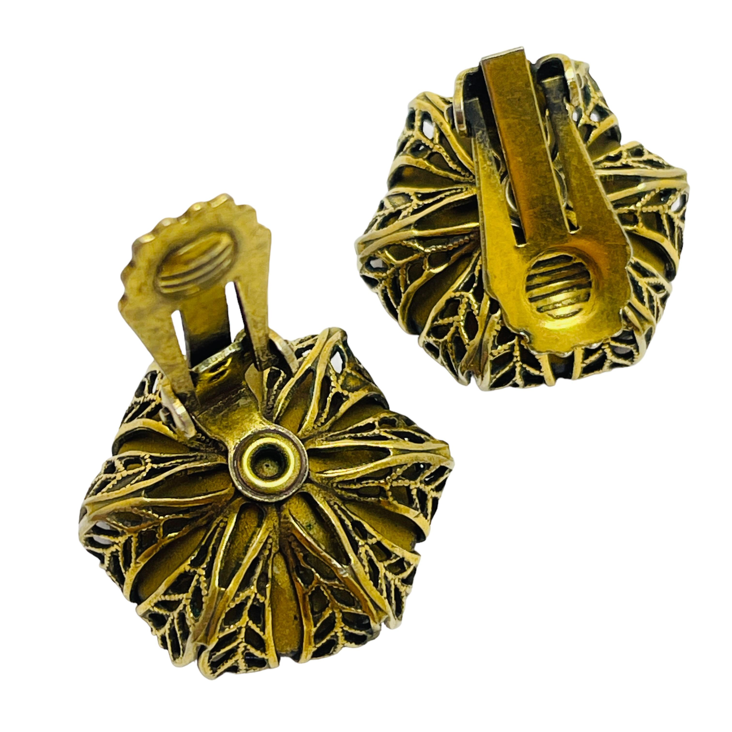 Pendientes de clip de diseño vintage de cristal amatista dorado en Bueno estado para la venta en Palos Hills, IL