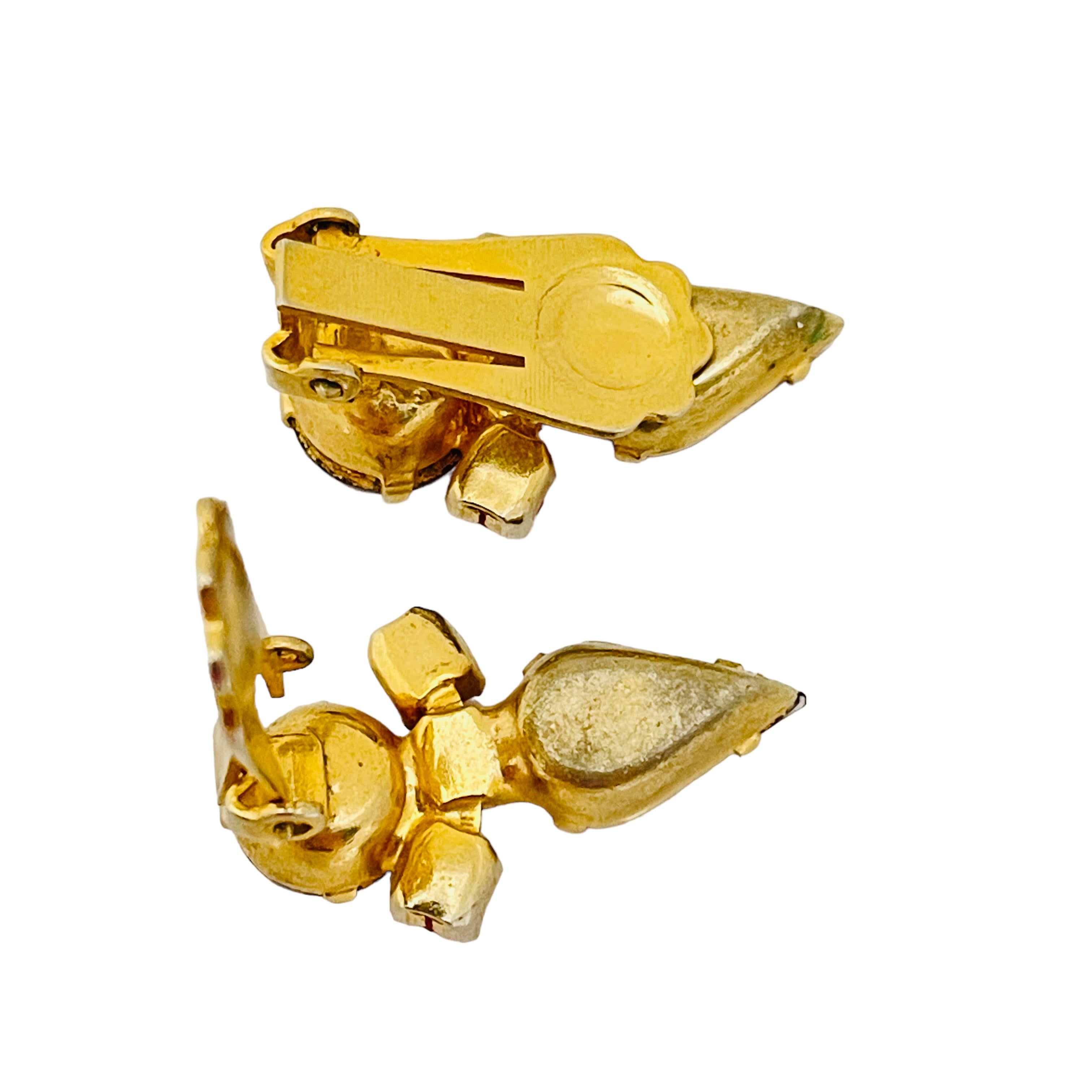 Designer-Laufsteg-Ohrclips aus goldenem Amethystglas aus Gold  im Zustand „Relativ gut“ im Angebot in Palos Hills, IL