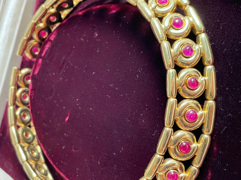 Vintage 18Kt Gold and 15 Ct Ruby Chocker Necklace by Faraone Milano For  Sale at 1stDibs