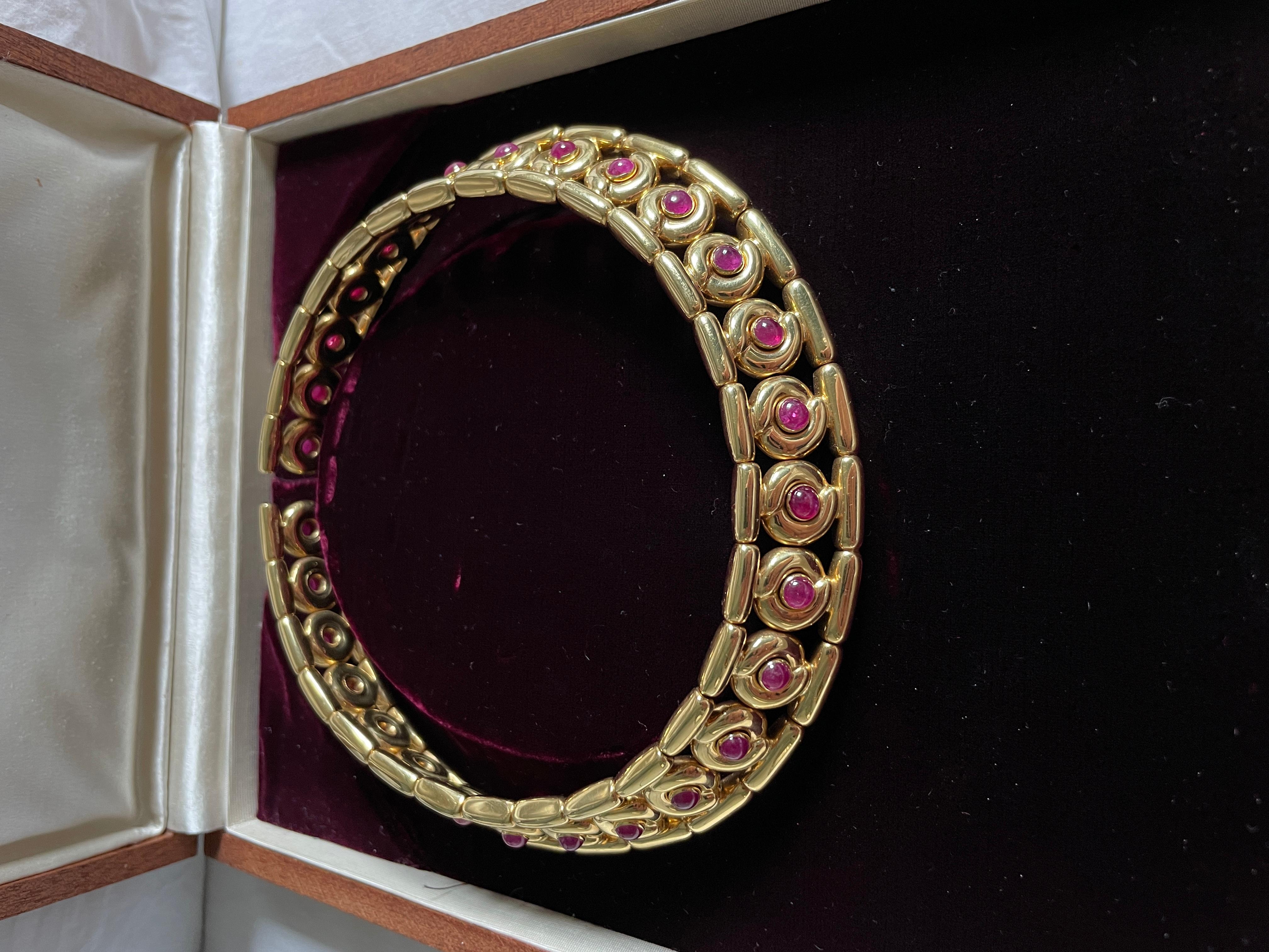 Vintage 18Kt Gold and 15 Ct Ruby Chocker Necklace by Faraone Milano 3