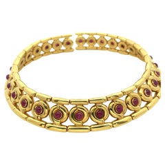 Vintage 18Kt Gold and 15 Ct Ruby Chocker Necklace by Faraone Milano