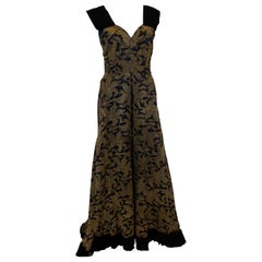 Vintage Gold und Schwarz Abendkleid