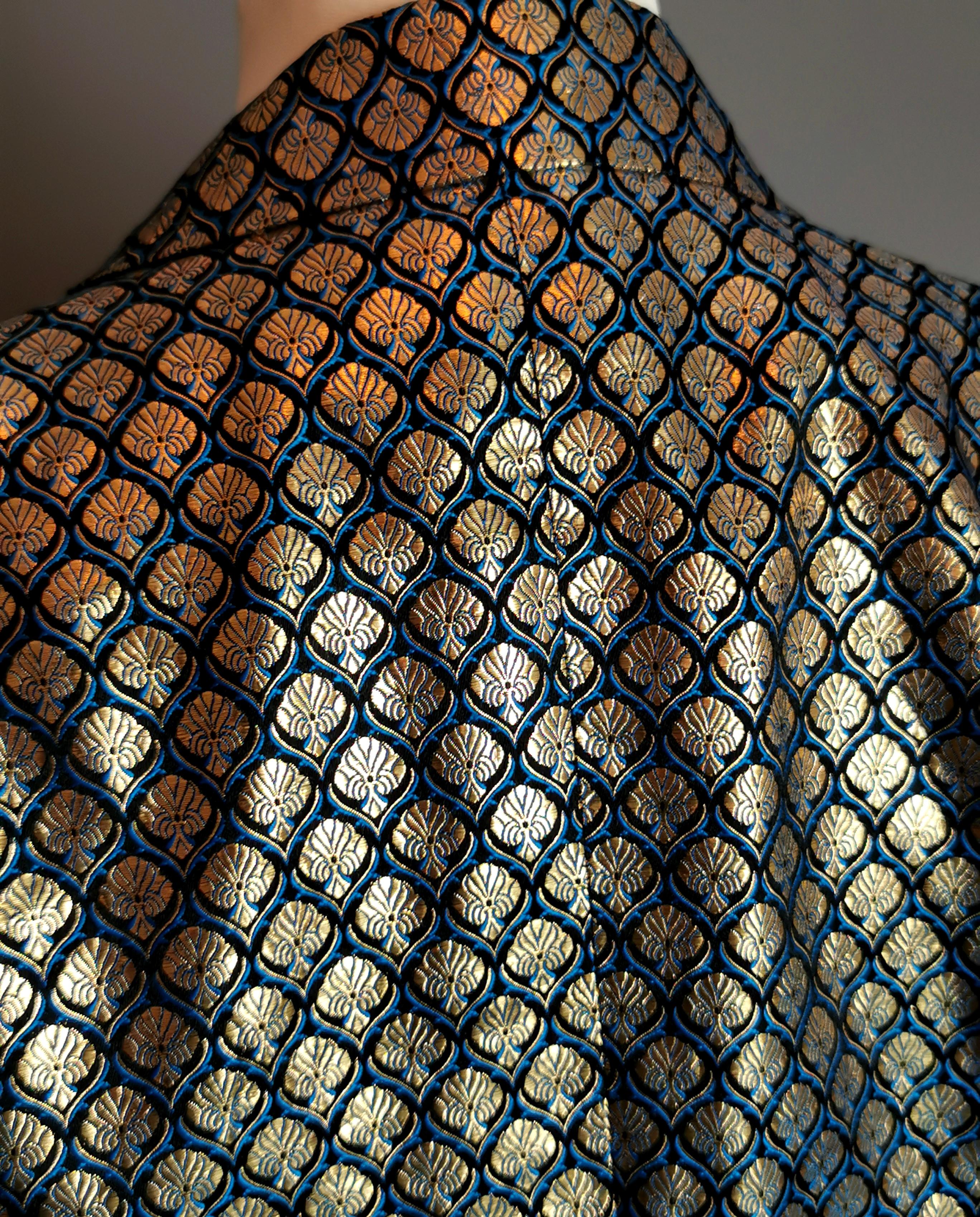 Vintage Gold and Blue Brocade blazer, Italian c1970s  3