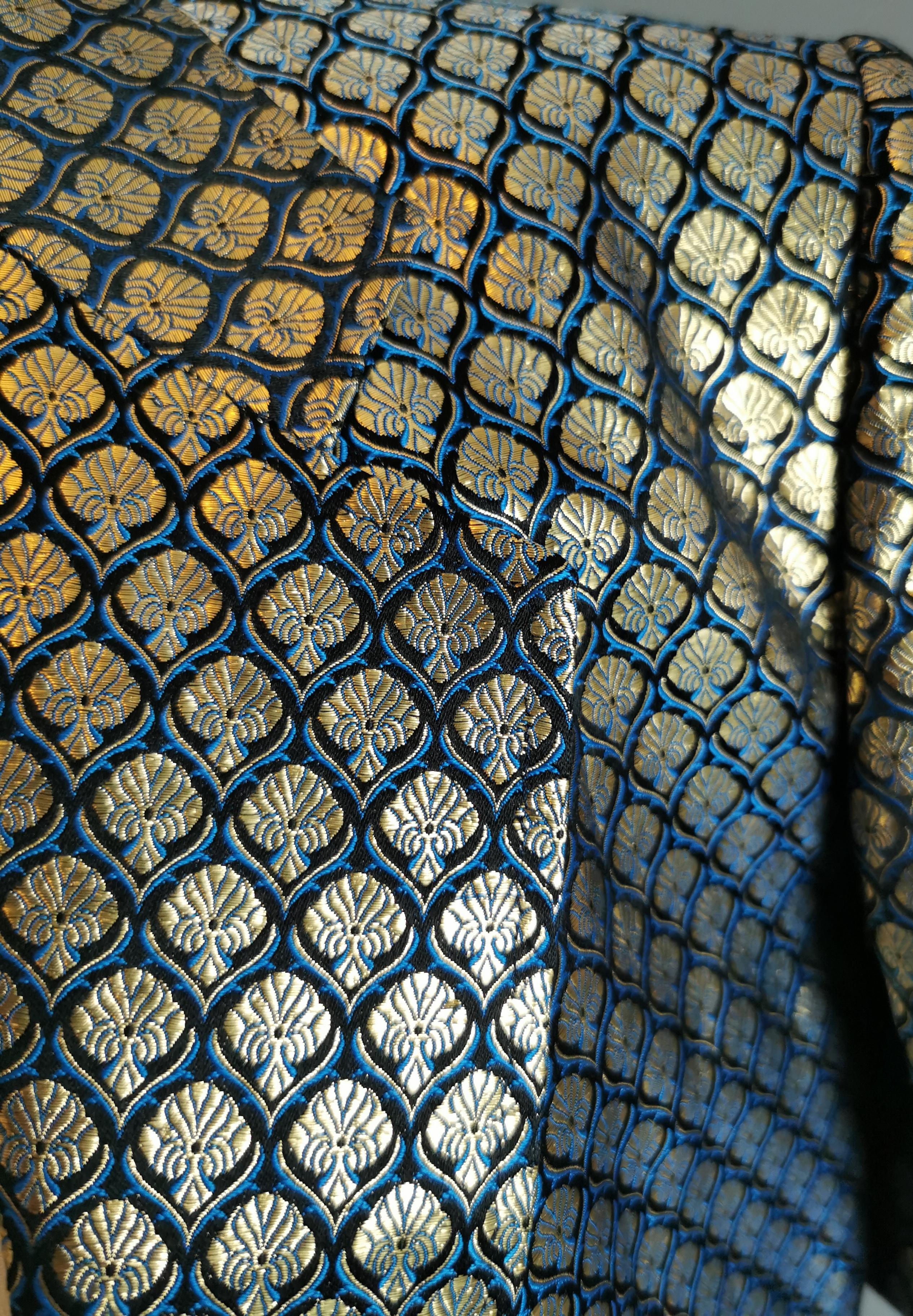 Vintage Gold and Blue Brocade blazer, Italian c1970s  4