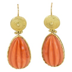 Vintage Gold and Coral Earrings, 1950s
