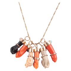 Vintage Gold and Coral Figa Pendants