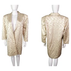 Vintage gold and cream satin Brocade jacket, longline blazer